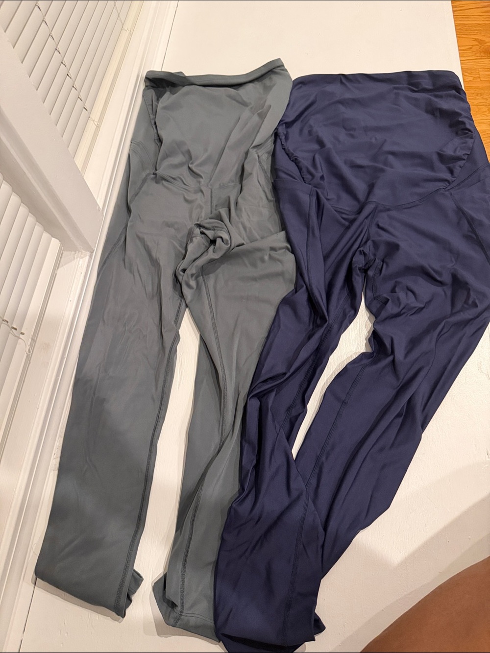 Two-Pack Stretch Leggings in Slate Gray and Navy maternity leggings